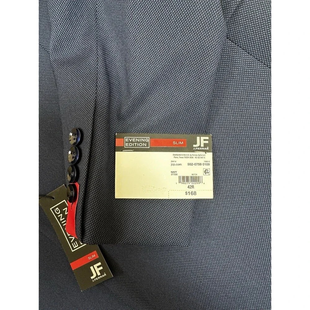 J.Ferrar Evening Edition Mens Stretch Fabric Slim Fit Tuxedo Jacket Size 42R